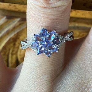 Natural Tanzanite Sterling Silver Ring Size 7
